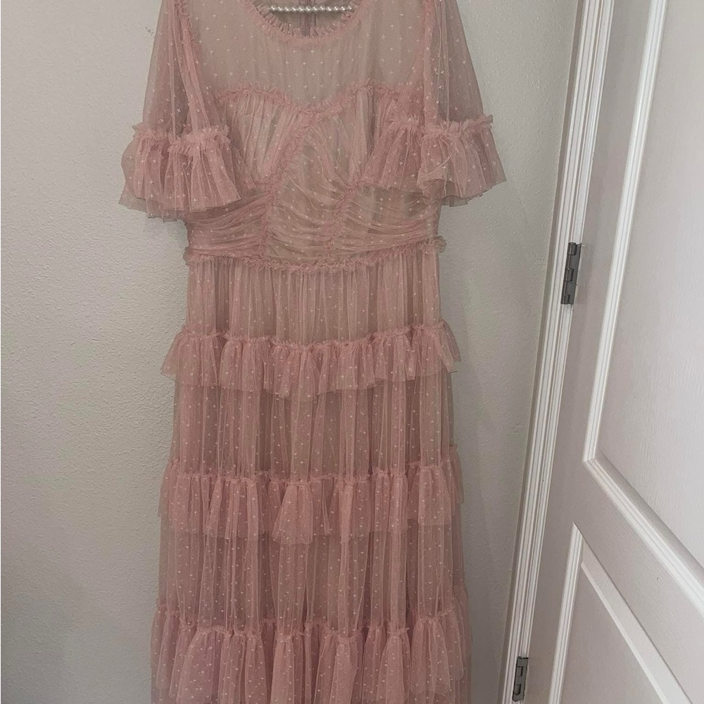 Ivy City Co Pink Tulle Whimsical Maxi Dress